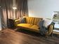 NEW Futon, Convertible Sofa & Couch Upholstery and Wooden Legs, Mustard Linen