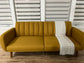 NEW Futon, Convertible Sofa & Couch Upholstery and Wooden Legs, Mustard Linen