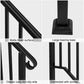 Handrail for Outdoor Steps, Black Iron Matte 1/2/3 Steps Handrails Stair Rail with Installation Kit (1 or 2 Steps)