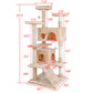 53" Cat Tree Multi-Levels Condos Scratching Post Tower Play House, Beige