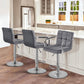 2 Set Counter Height Bar Stools Height Adjustable with Armrest, Velvet Grey/Black