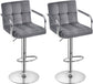 2 Set Counter Height Bar Stools Height Adjustable with Armrest, Velvet Grey/Black