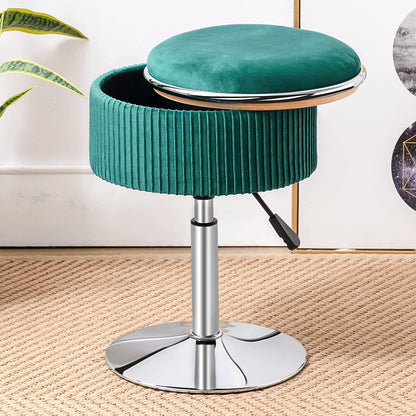 Round Storage Vanity Stool, 360°Swivel Height Adjustable Stool Chair With Storage