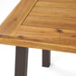 Acacia Wood Dining Table, Natural Stained with Rustic Metal