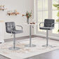 2 Set Counter Height Bar Stools Height Adjustable with Armrest, Velvet Grey/Black