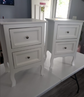 New! Nightstand End Table with 2 Drawer,White Finish Set of 2