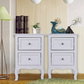 New! Nightstand End Table with 2 Drawer,White Finish Set of 2