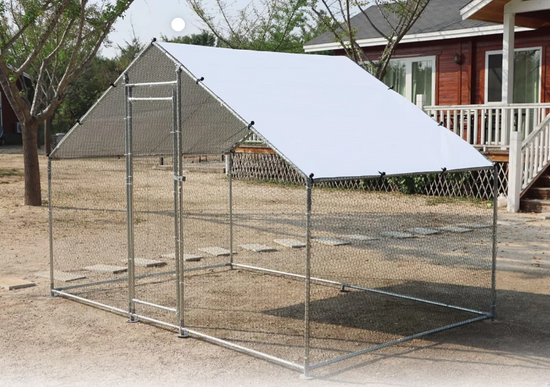 New! Large Metal Chicken Coop Walk-in Poultry Galvanized Cage with Cover