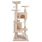 53" Cat Tree Multi-Levels Condos Scratching Post Tower Play House, Beige