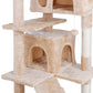 53" Cat Tree Multi-Levels Condos Scratching Post Tower Play House, Beige