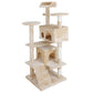 53" Cat Tree Multi-Levels Condos Scratching Post Tower Play House, Beige