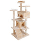 53" Cat Tree Multi-Levels Condos Scratching Post Tower Play House, Beige