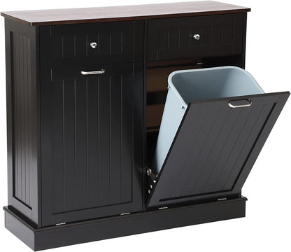 Kitchen Dual Tilt Out Trash Cabinet with Two Drawers