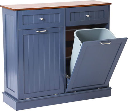 Kitchen Dual Tilt Out Trash Cabinet with Two Drawers