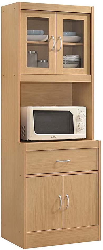 Standing Kitchen Cabinet with Top & Bottom Enclosed Cabinet Space, One Drawer