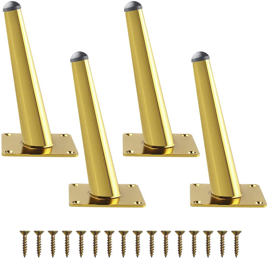 4 Pcs 6" Gold Furniture Legs Brass Cabinet Legs Metal Mid Century Furniture Feet Counter Legs