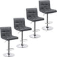 Set of 4 Bar Stools Modern Square Counter Height Barstool 22" to 33" PU Leather Swivel Adjustable