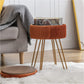 Mid-Century Modern Velvet Storage Side Table, Ottoman Foot Rest and Tray