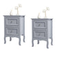 Set of 2 Nightstand Bedroom Bedside Table with Drawers Storage, Country Style Night End Tables