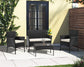 Patio Furniture Set Wicker 4 Pcs Outdoor Rattan Chair Tempered Glass Tabletop, Black