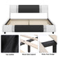 King Size Bed Frame, Faux Leather Upholstered with Adjustable Headboard, White and Black