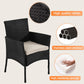 Patio Furniture Set Wicker 4 Pcs Outdoor Rattan Chair Tempered Glass Tabletop, Black