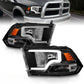 For 2009-2018 Dodge Ram 1500 2500 3500 Black LED Bar Plank style Headlights pair