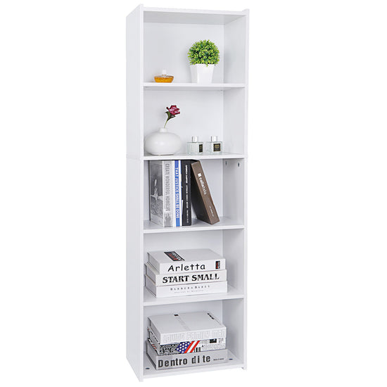 5-Tier Reversible Color Open Shelf Bookcase Bookcase Bookshelf Storage White