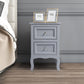 Set of 2 Nightstand Bedroom Bedside Table with Drawers Storage, Country Style Night End Tables