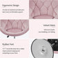 NEW! Makeup Vanity Chair Velvet 360 Swivel Barrel Chair Round Tufted Back Adjustable Pink