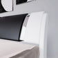 King Size Bed Frame, Faux Leather Upholstered with Adjustable Headboard, White and Black