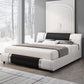 Queen Size Upholstered Bed Frame with Headboard, Deluxe Faux Leather Modern Platform Bed Frame, Black and White