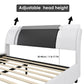 King Size Bed Frame, Faux Leather Upholstered with Adjustable Headboard, White and Black