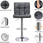 Set of 4 Bar Stools Modern Square Counter Height Barstool 22" to 33" PU Leather Swivel Adjustable