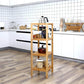 4-Tier Bamboo Shelf Narrow Bathroom Shelf Standing Towel Rack Kitchen Rack