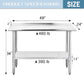 24"x48" Stainless Steel Work Table Scratch Resistant Antirust Metal Adjustable Feet