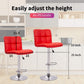 Set of 4 Bar Stools Counter Height Bar Stools Adjustable Swivel Stool with Back PU Leather