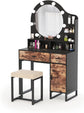 Vanity Set with Lighted Mirror, Vanity Desk Makeup Vanity Dressing Table with LED Light