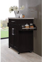 Kitchen Island with Spice Rack, Towel Rack & Drawer, Chocolate with Grey Top