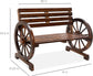 2-Person Wooden Wagon Wheel Bench, Lounge Furniture - Brown