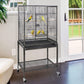 53-Inch Pet Cage Wrought Iron Birdcage with Rolling Stand