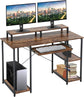 46" Gaming Writing Desk with Keyboard Tray/Monitor Stand Shelf/Storage Shelves/CPU Stand