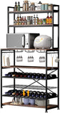 6 Tier Kitchen Bakers Rack with Bottle Storage