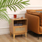 2 Pack Rattan Nightstand, Wooden Bedside Table End Table for Living Room and Bedroom