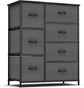 Dresser with 7 Drawers for Bedroom Fabric Storage Tower Tall Dresser Chest of Drawers for Hallway Closet Living Room, Heavy Duty Steel Construction, Wood Top