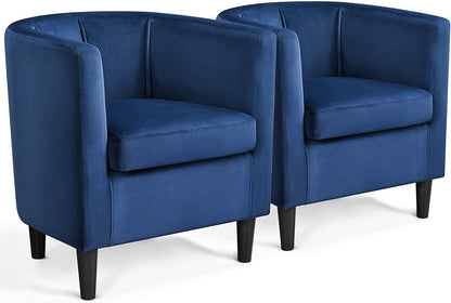 NEW Set of 2 Velvet Accent Chair Modern and Comfortable Armchairs Upholstered Barrel Sofa