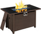 43 in Outdoor Propane Fire Pit 50,000 BTU Gas Fire Pit Table with Glass Tabletop & Cover