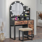 Vanity Set with Lighted Mirror, Vanity Desk Makeup Vanity Dressing Table with LED Light