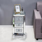 Set of 2 Mirrored Nightstand 3 Drawer Side Bedside Table for Bedroom Living Room