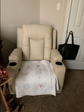 Recliner Chair PU Leather Rocking Sofa with Heated Massage, Cream White